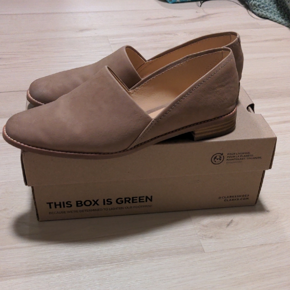 Clarks Brown Slip-On Flats